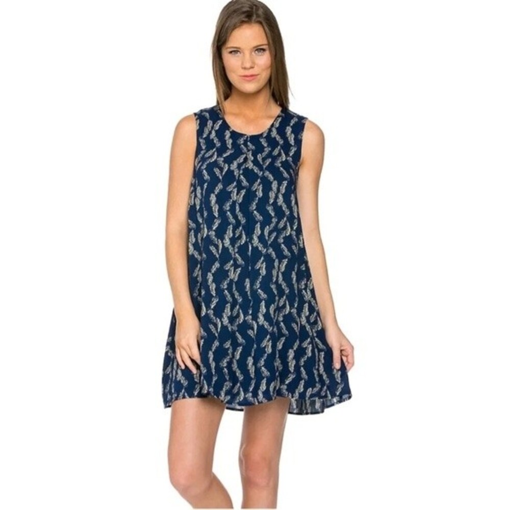 Mittoshop feather print shift dress size small